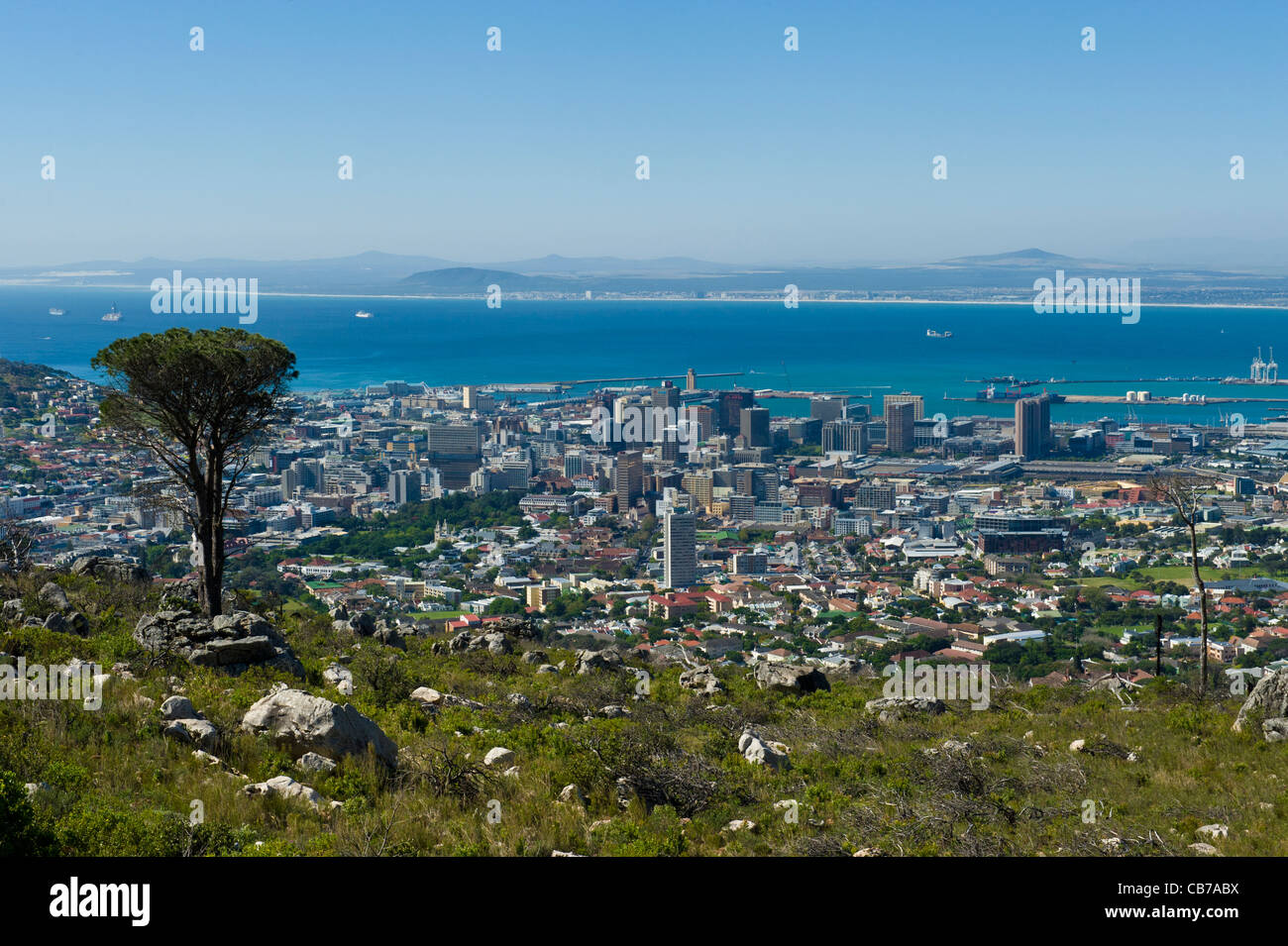 Cape Town vista da Platteklip percorso sulla Montagna della Tavola città del Sud Africa Foto Stock