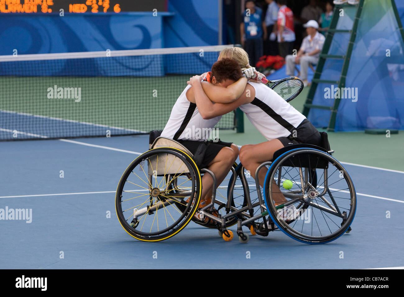 Pechino, Cina Settembre 14, 2008: giorno nove della competizione atletica a 2008 Giochi Paralimpici mostra Paesi Bassi raddoppia pla Foto Stock