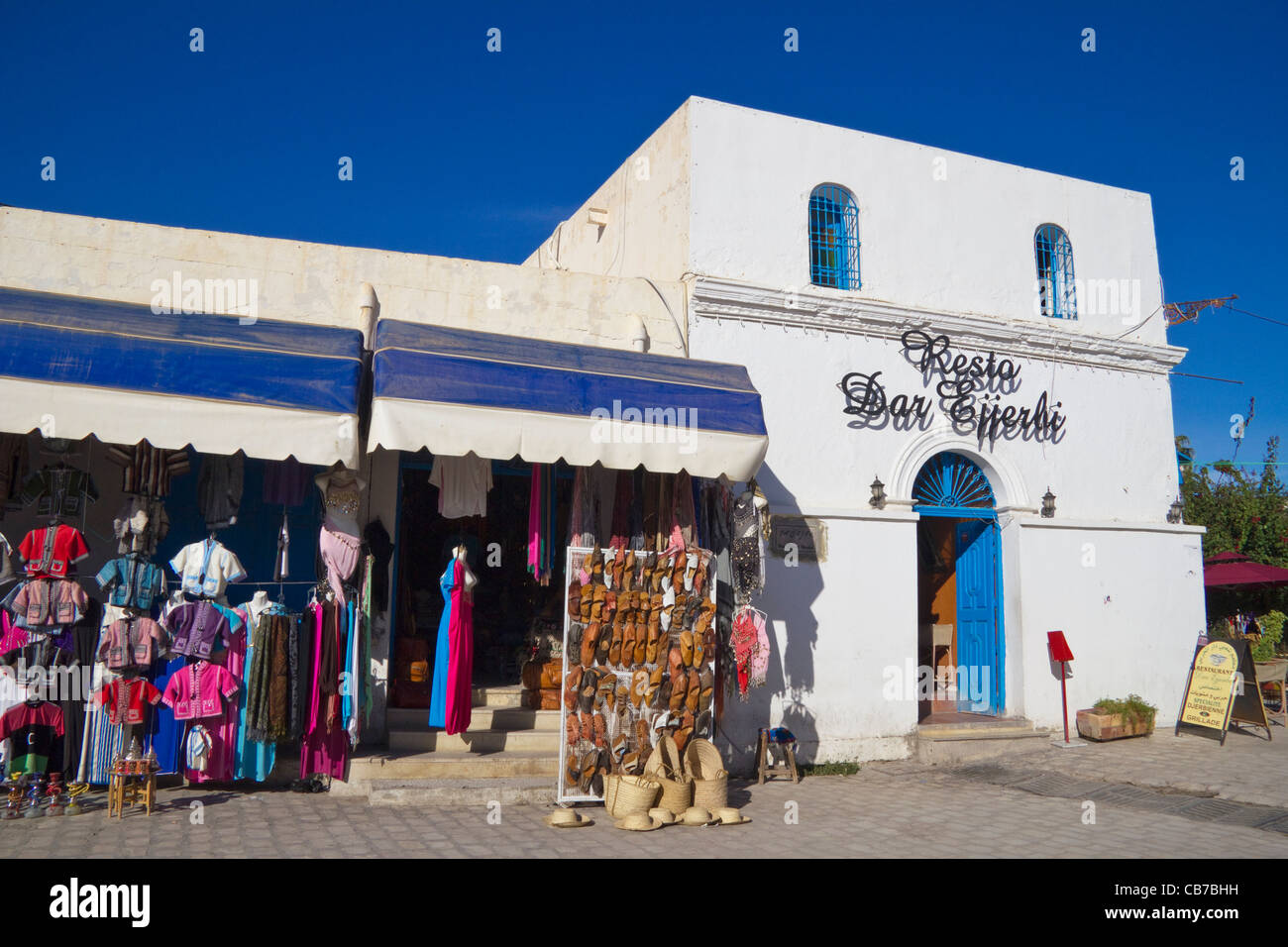 Il ristorante e il negozio di Houmt Souk, Djerba, Tunisia Foto Stock