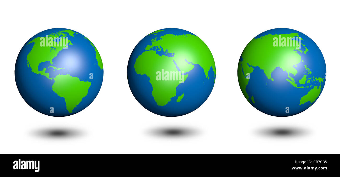 Globes isolato su bianco Foto Stock