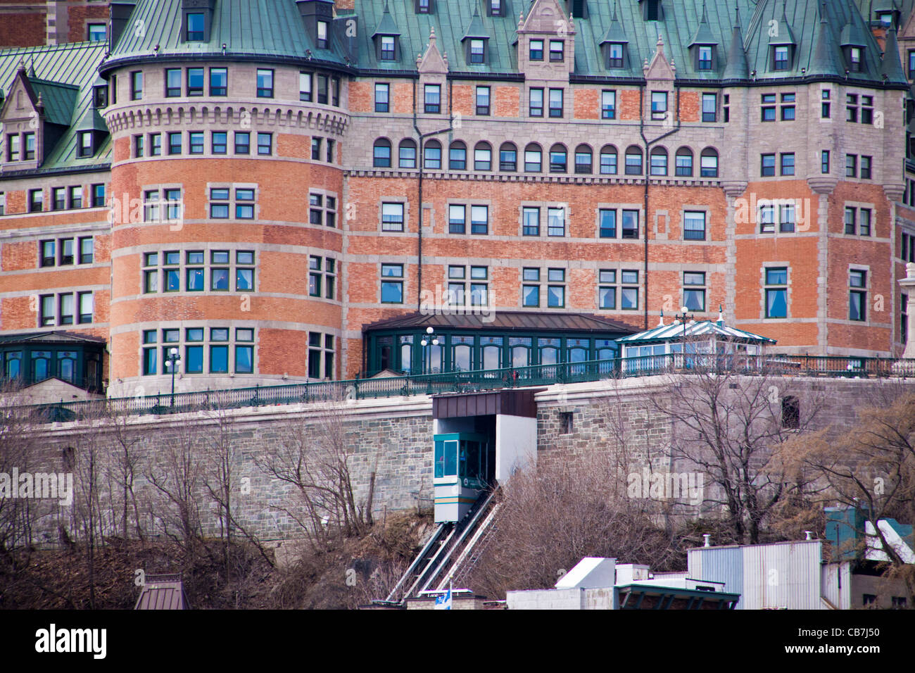 Funivia denominata "funicolare" va da inferiore a superiore nella città di Quebec City, Quebec, Canada. Foto Stock