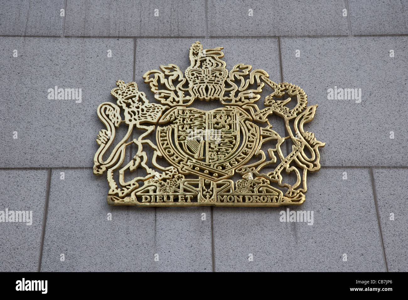 Stemma reale del regno unito sulla parete del consolato britannico di Hong Kong Island, RAS di Hong Kong, Cina Foto Stock