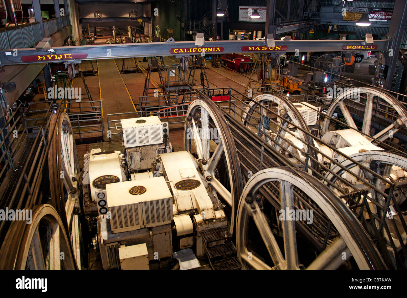 San Francisco Cable Car Museum vetture ferroviarie comunale Muni California Foto Stock