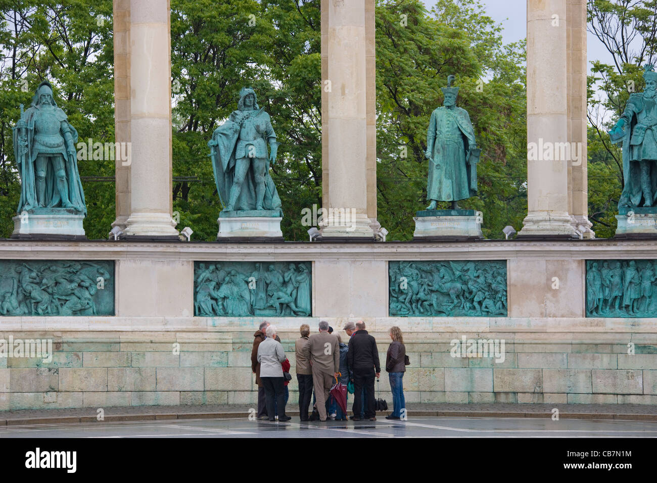 Statua in Piazza degli Eroi, Budapest, Ungheria Foto Stock