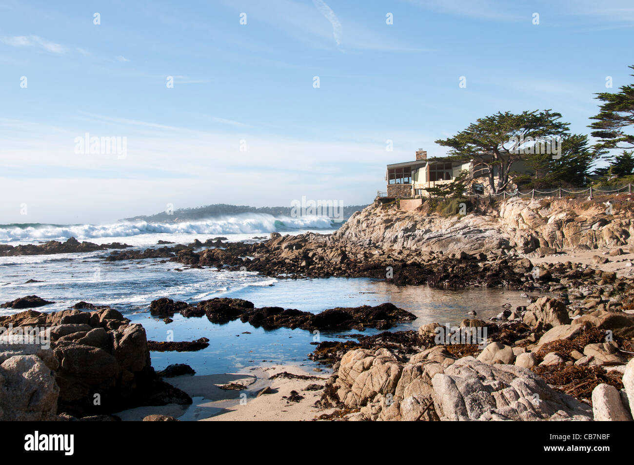 Carmelo spiaggia mare onde Rocks Big Sur in California negli Stati Uniti Foto Stock