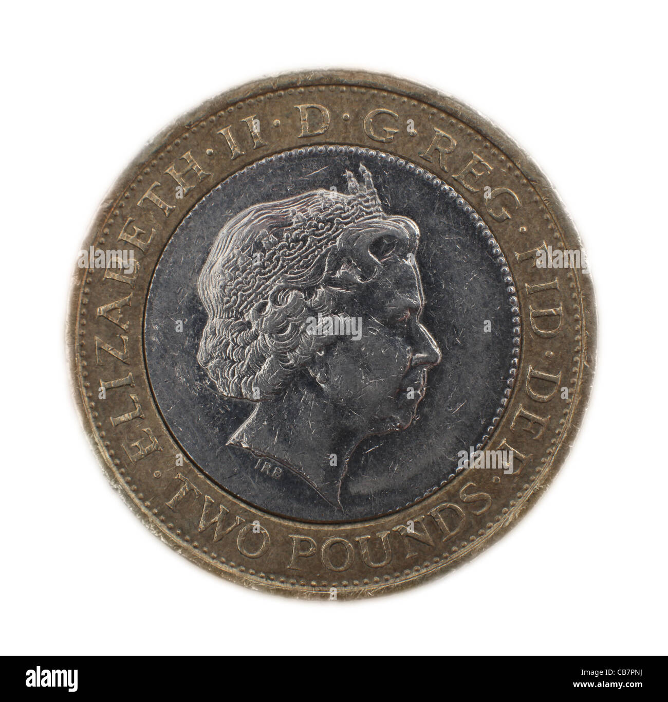 Tagliare due British pound coin. Foto di James Boardman. Foto Stock