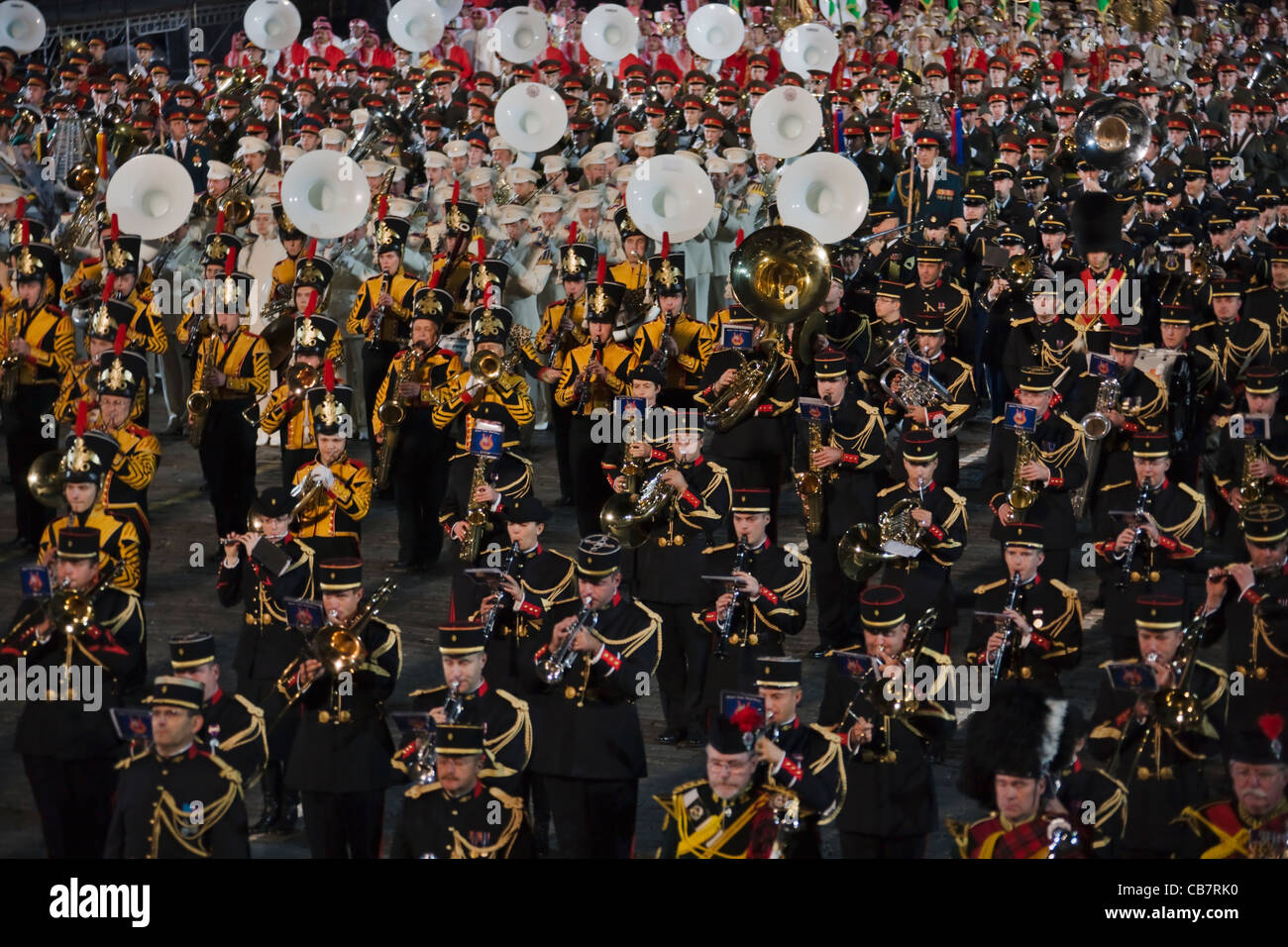 Banda Militare di eseguire durante il militare internazionale Festival di musica sulla Piazza Rossa di Mosca, Russia Foto Stock