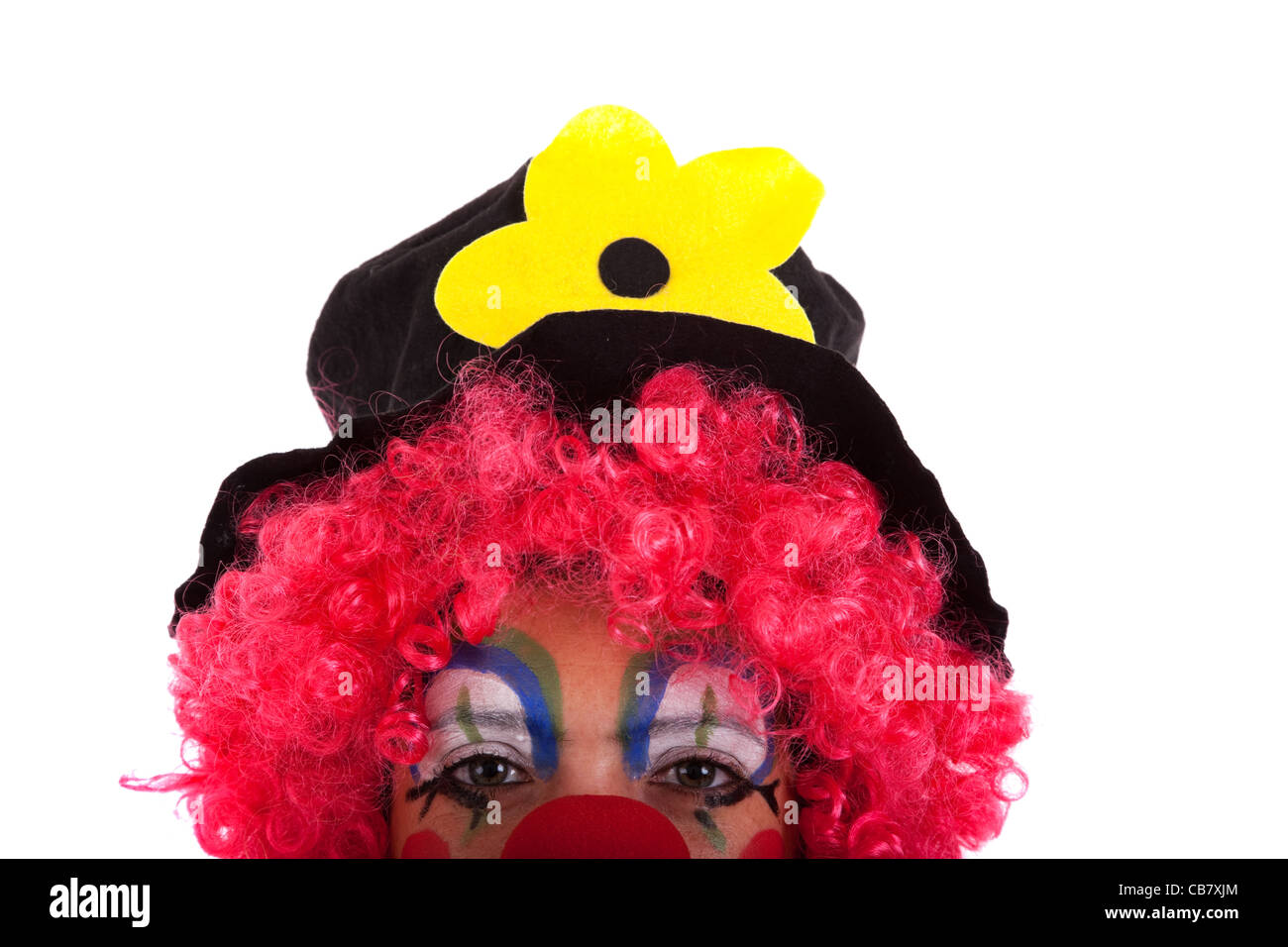 Schiuma rossa naso a clown isolato su bianco Foto stock - Alamy