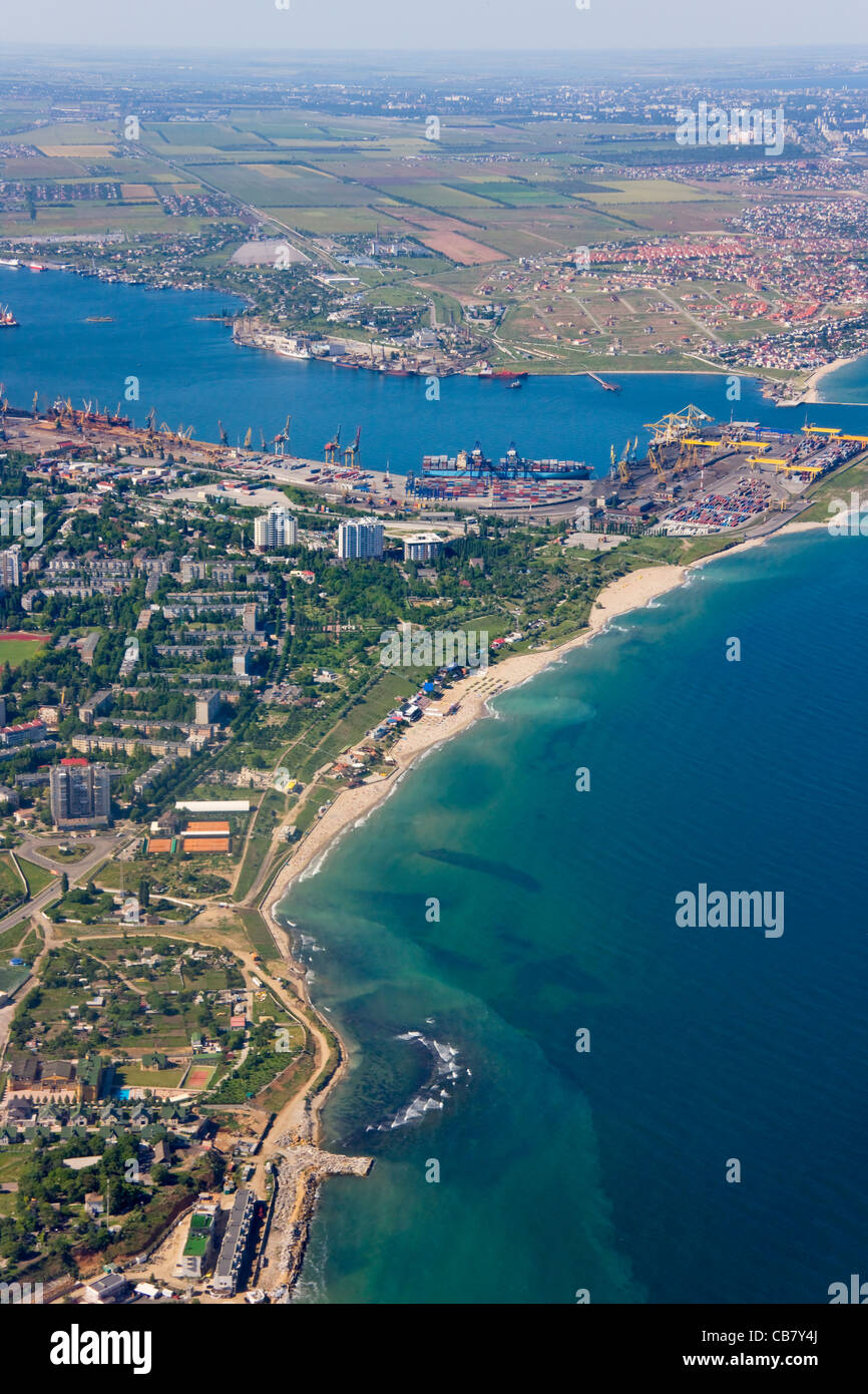 Vista aerea di Odessa lungo il Mar Nero, Odessa, Ucraina Foto Stock