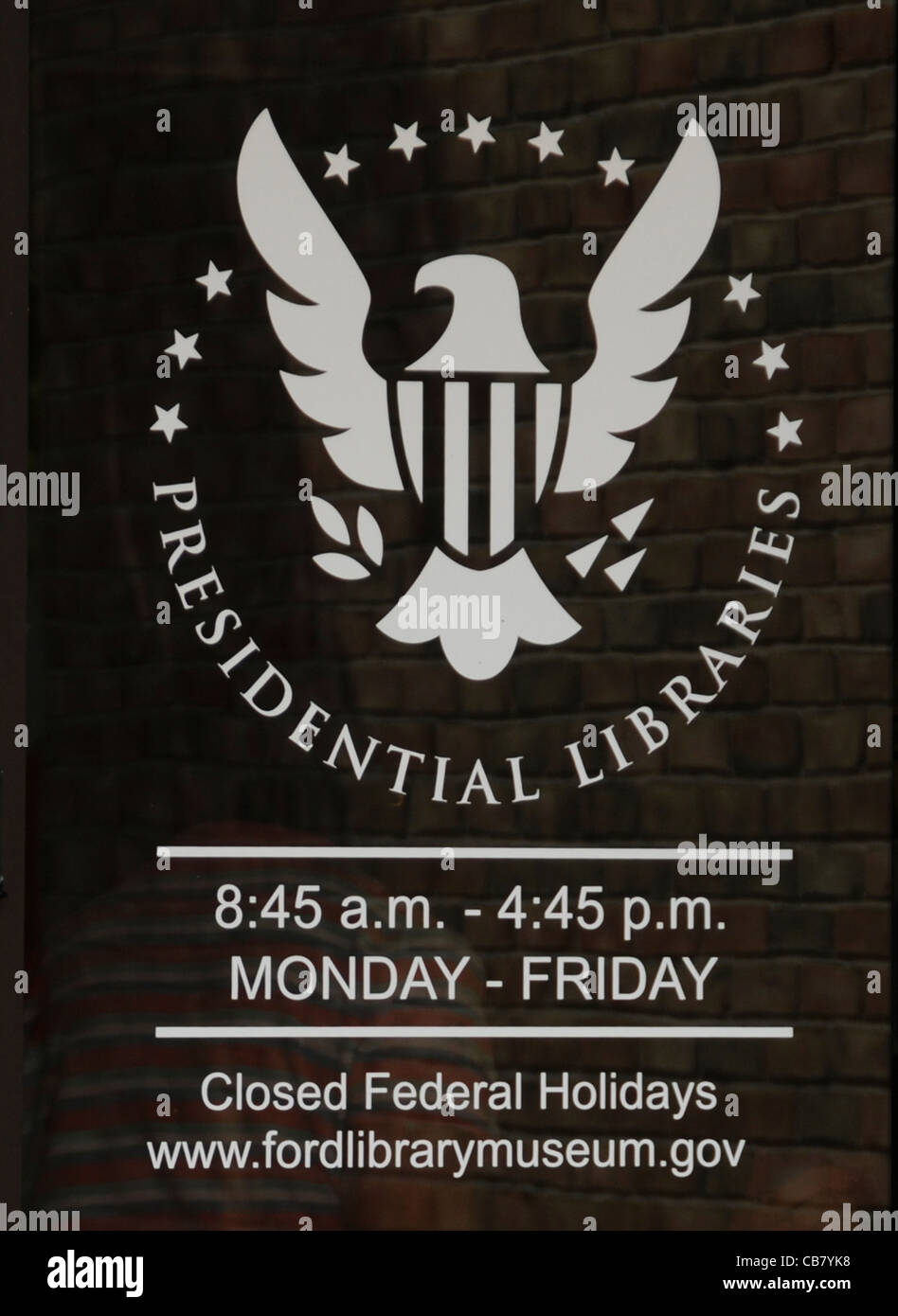 Porta di ingresso al Gerald Ford presidential library di Ann Arbor, Michigan Foto Stock