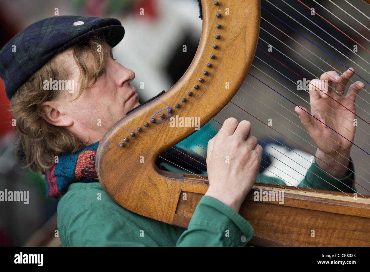 Il suonatore d'arpa, Amsterdam, Paesi Bassi Foto Stock