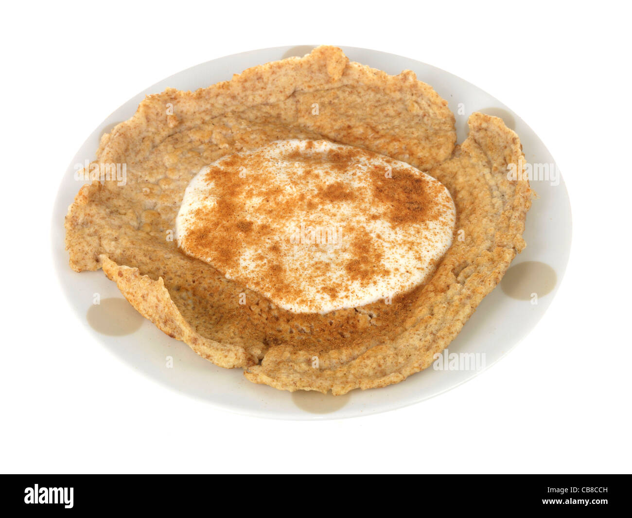 Oatbran pancake con creme fraiche Foto Stock