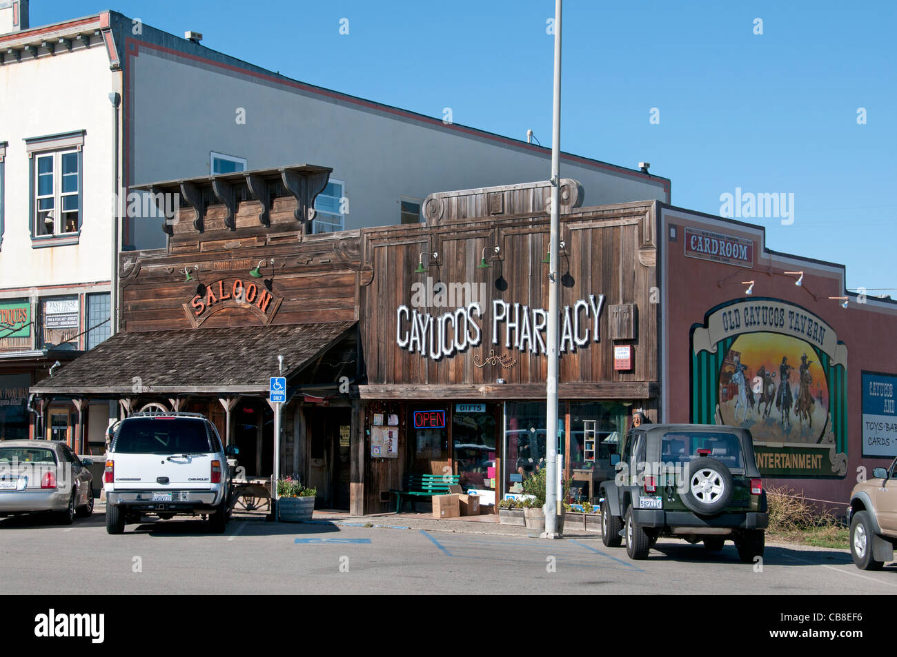 Salone Cayucos farmacia California negli Stati Uniti d'America American USA Town City Foto Stock