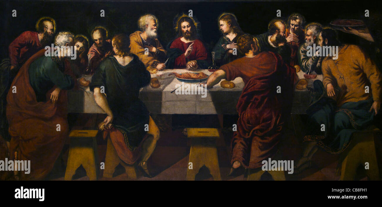 Ultima Cena di Jacopo Robusti Il Tintoretto Museo de la Real Academia de Bellas Artes de Reale Accademia di San Fernando a Madrid Foto Stock