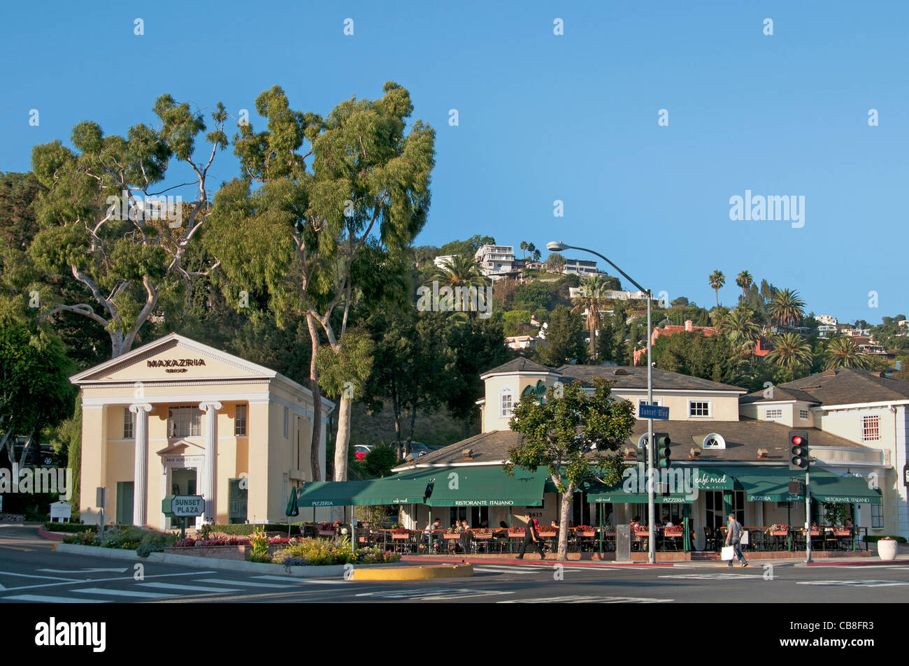 Gruppo Maxazria Cafe Med Sunset Boulevard Beverly Hills Los Angeles USA / Stati Uniti Foto Stock