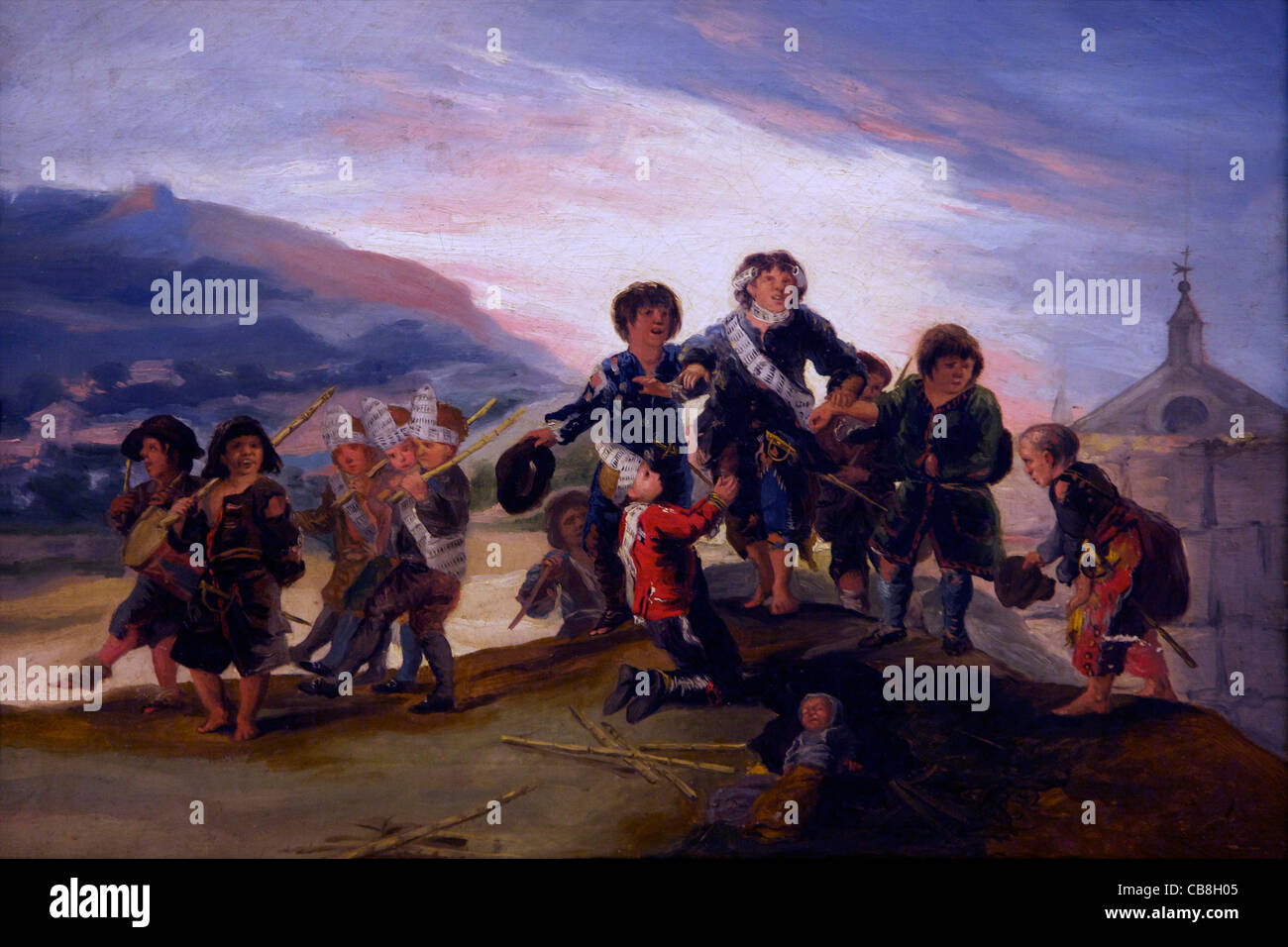 I ragazzi a giocare a soldati di Francisco de Goya y Lucientes, 1776-1786, della Reale Accademia di San Fernando Madrid Spagna Foto Stock