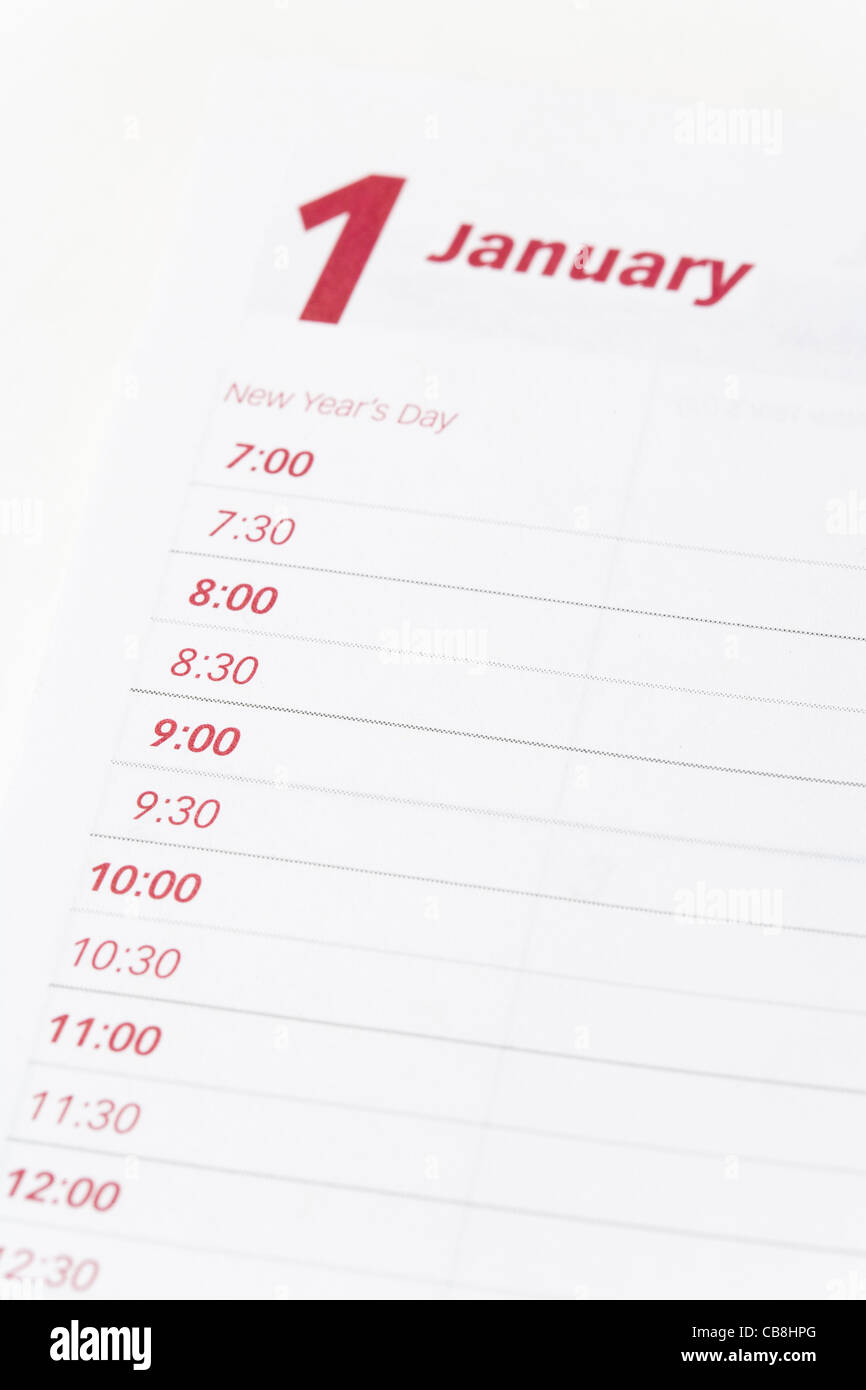 Calendario agenda, anno nuovo, pianificazione immagine ravvicinata di background Foto Stock