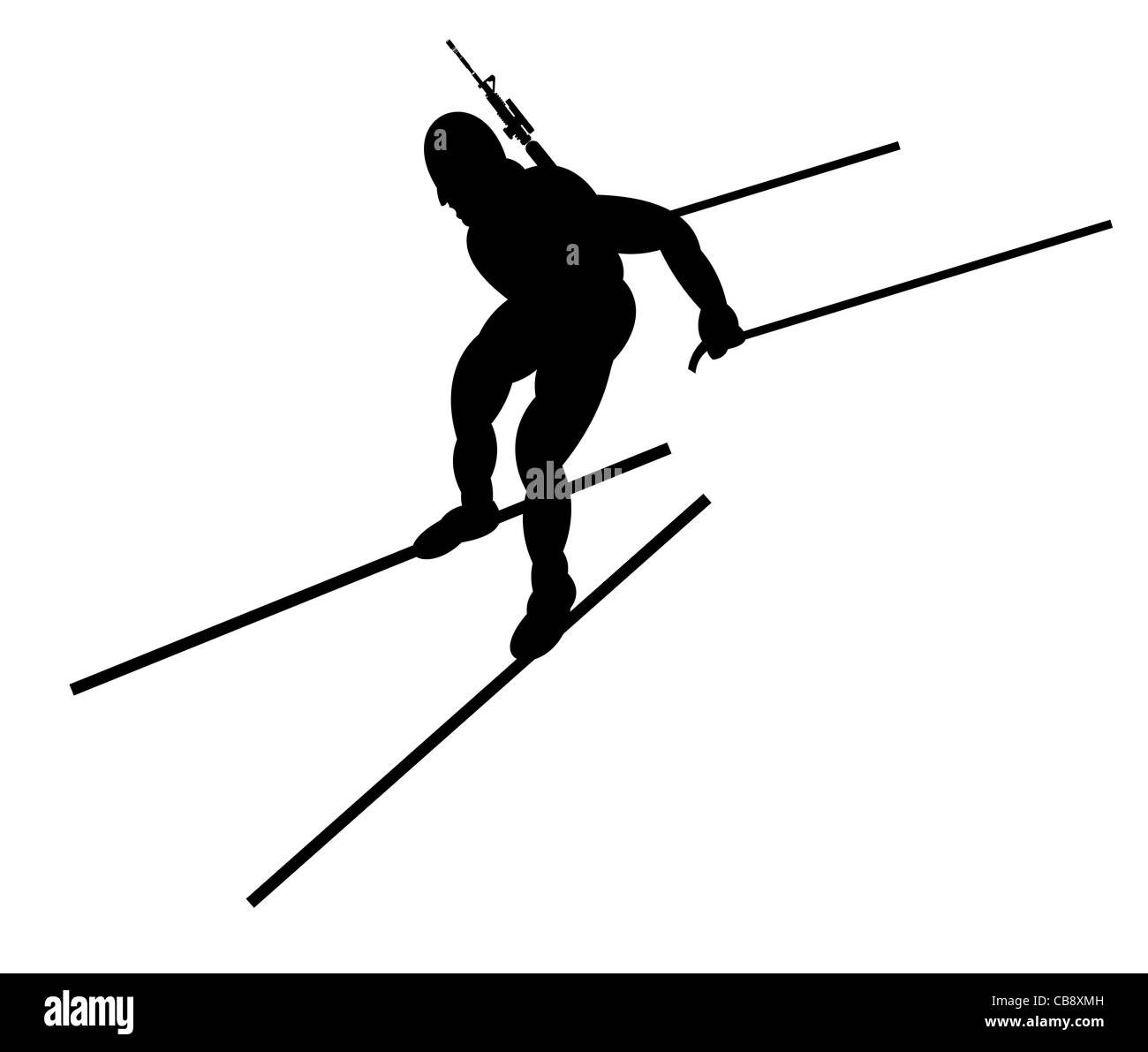 Il biathlon concorrente. Illustrazione. Vista laterale. Foto Stock