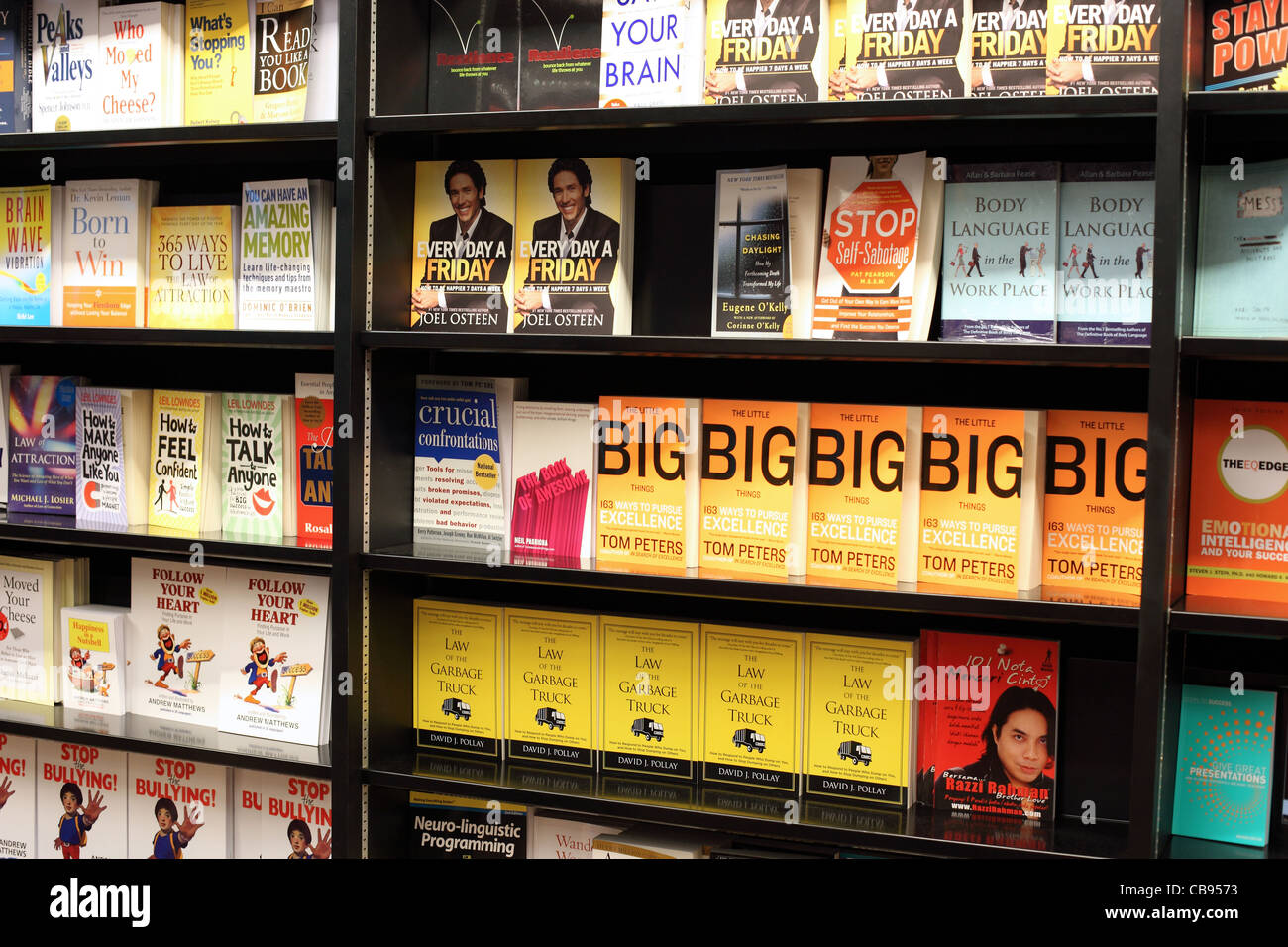 Self Help i libri sugli scaffali in libreria. Foto Stock