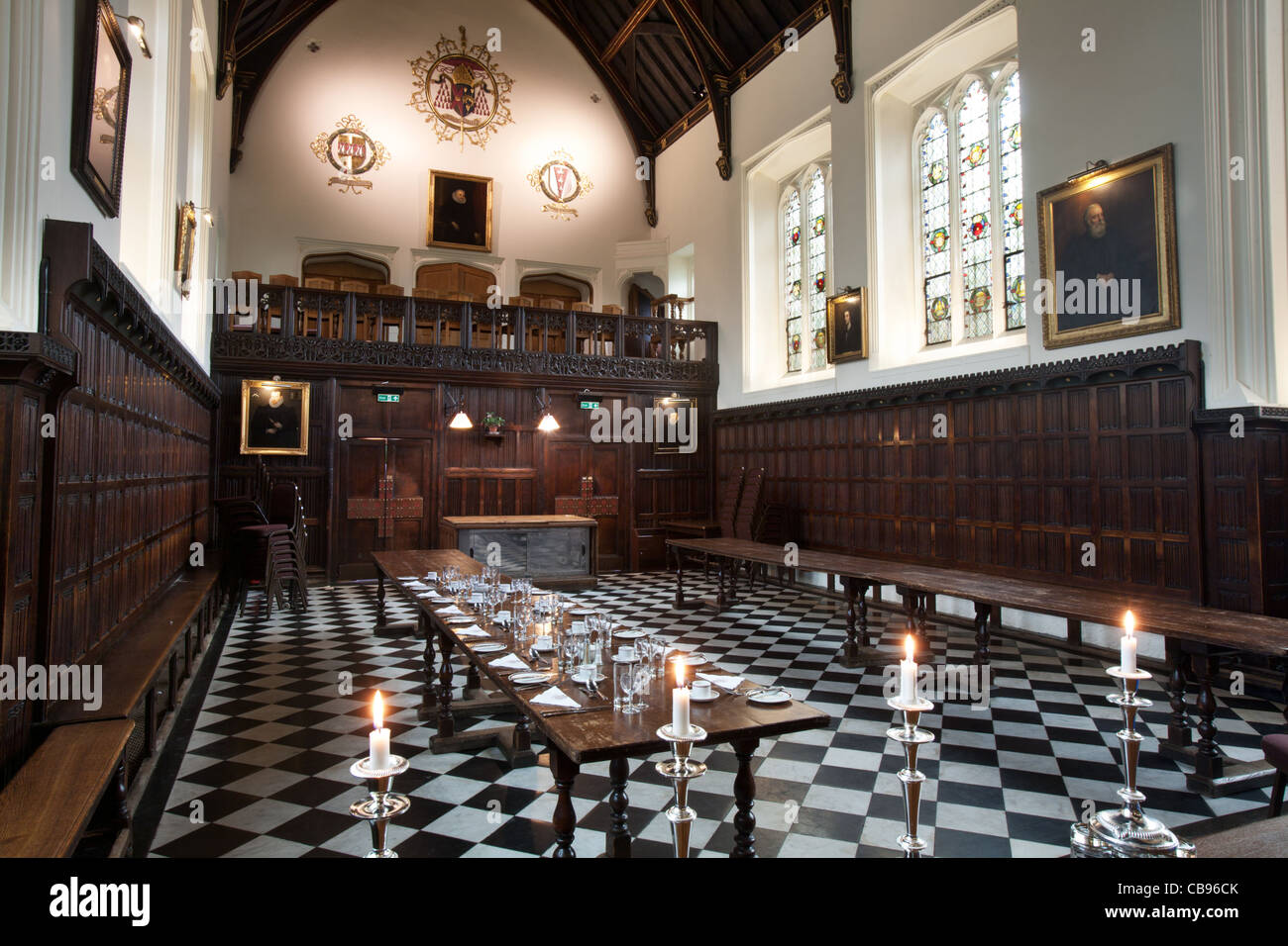 Sala principale, Cristo College di Cambridge, Regno Unito Foto Stock