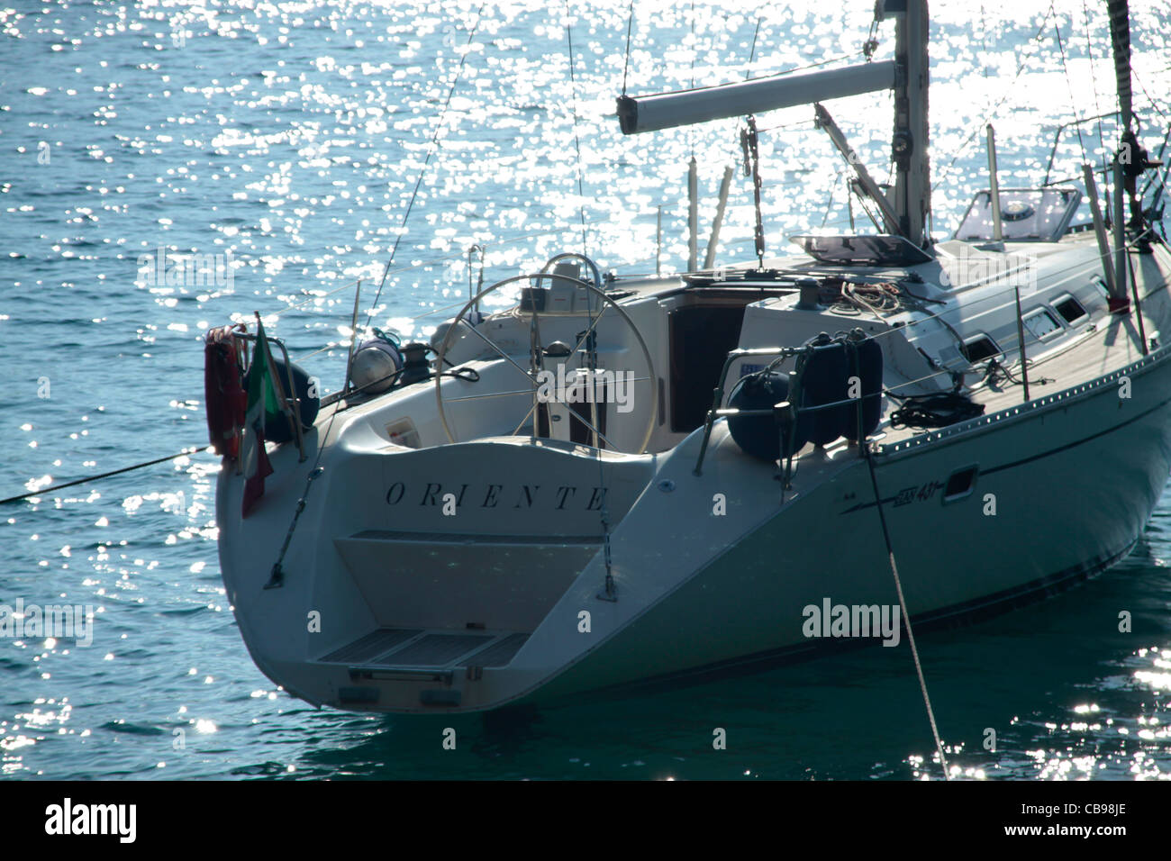 Yacht in Osor bay, Croazia Foto Stock