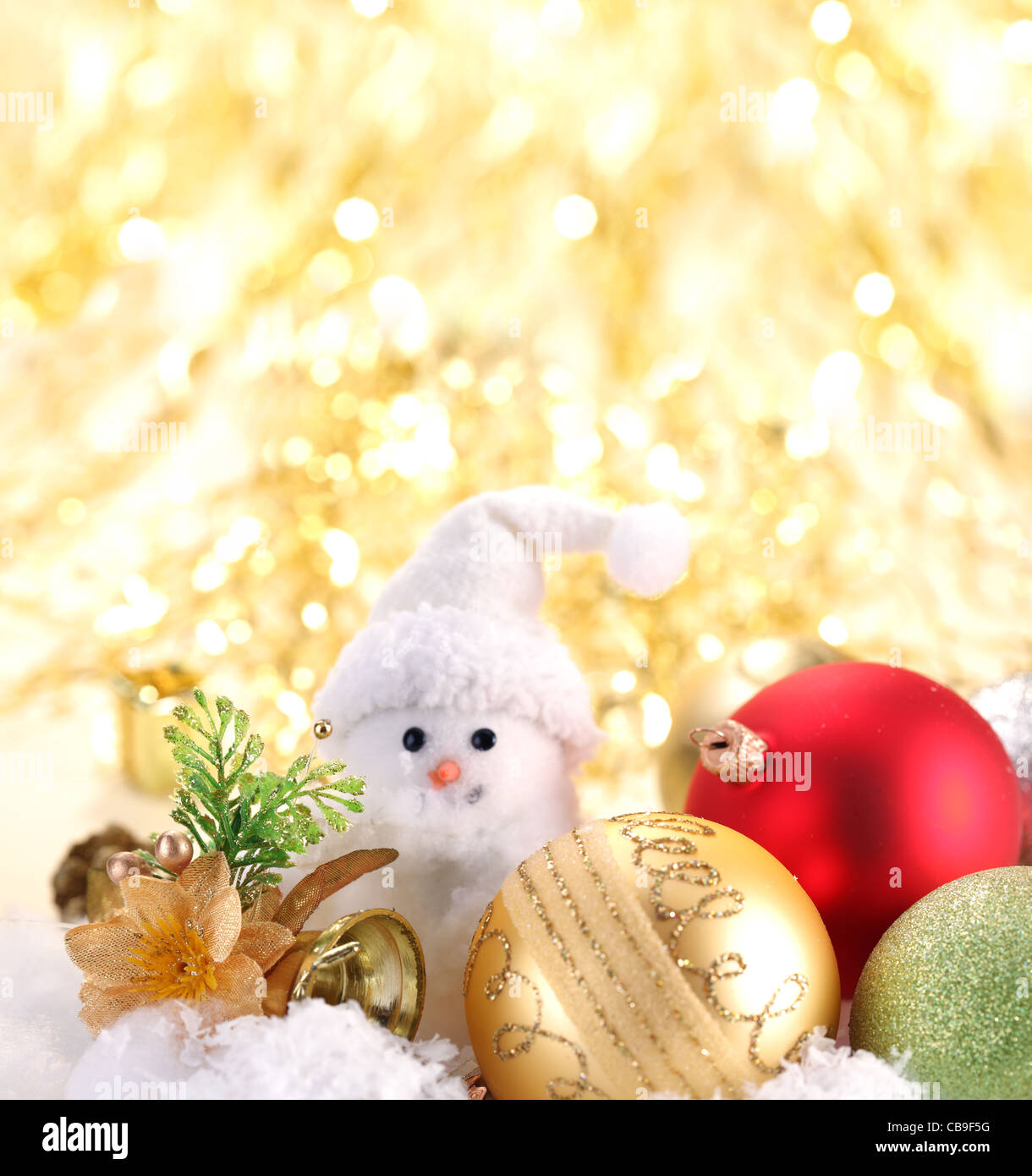 Palle di Natale con un pupazzo di neve Foto Stock