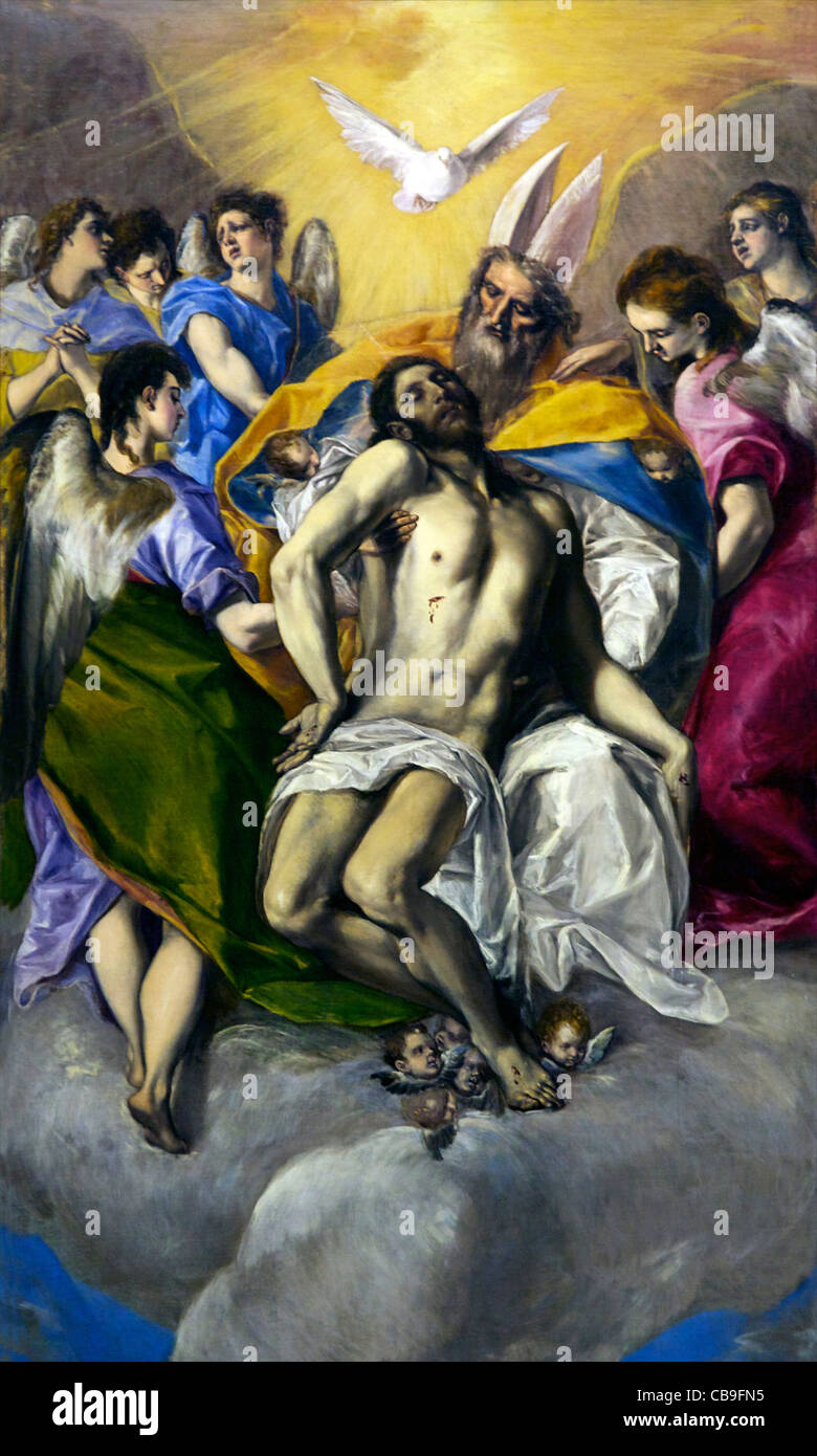 La trinità di El Greco, 1577, Museo Nacional del Prado, Madrid, Spagna, Europa UE Foto Stock