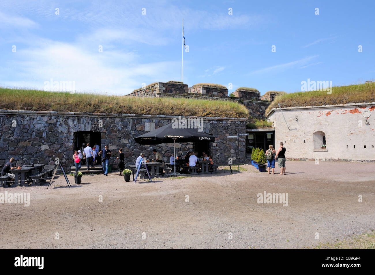 Pizzeria Nikolai ha una terrazza estiva e la pizzeria si trova nel contregarde Hoppe. Ristorante Walhalla si trova nel... Foto Stock