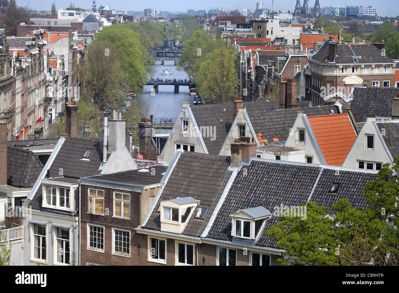 Vista da Metz & Co. Metz & Co. Department Store caffetteria sul tetto del canale Keizersgracht, Amsterdam, Paesi Bassi Foto Stock