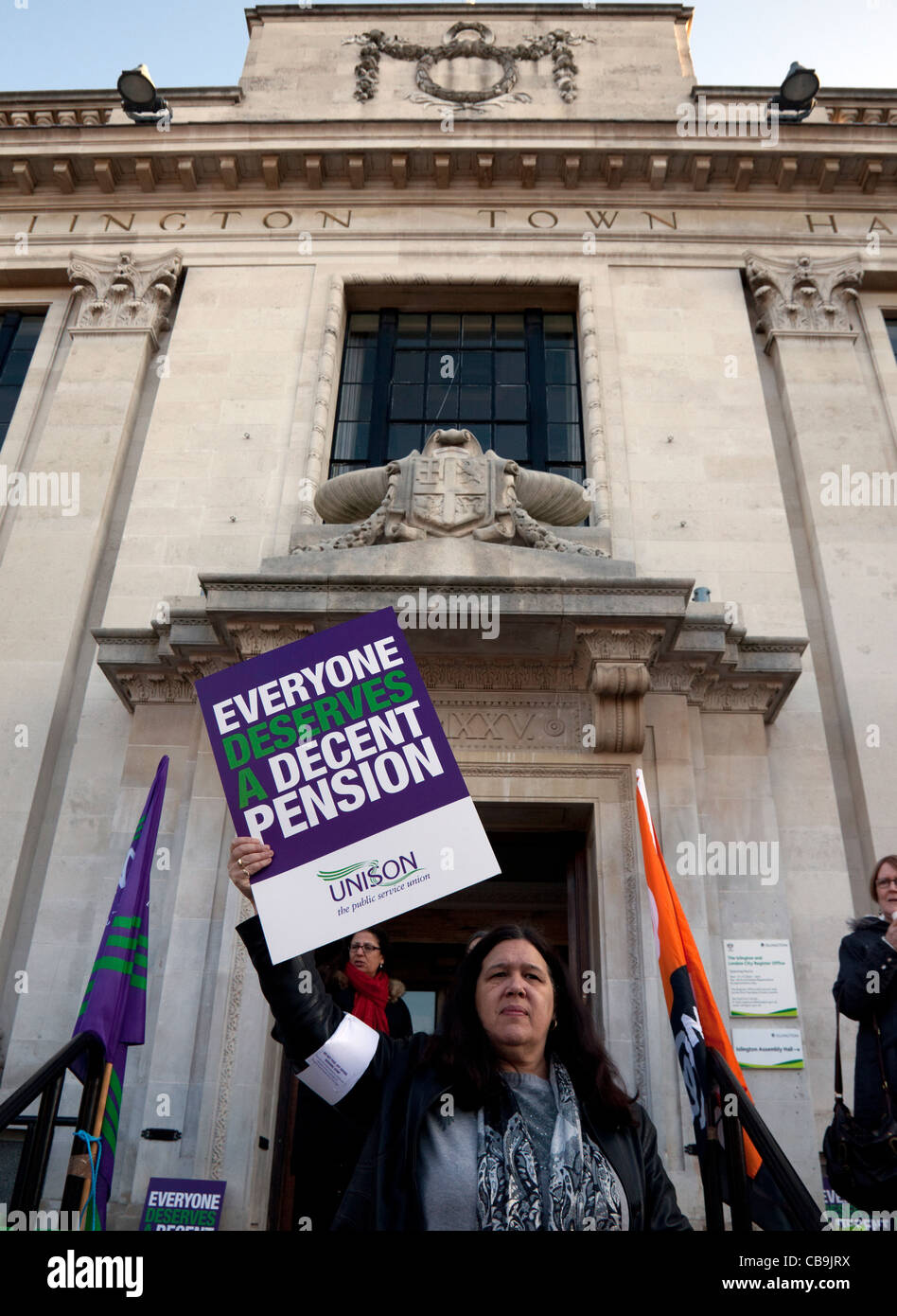 Giornata di azioni sindacali nel settore pubblico rally al di fuori di Islington Town Hall, Londra Foto Stock