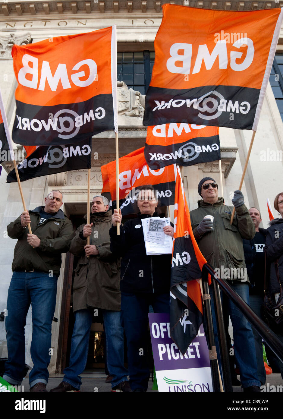 Giornata di azioni sindacali nel settore pubblico rally al di fuori di Islington Town Hall, Londra Foto Stock