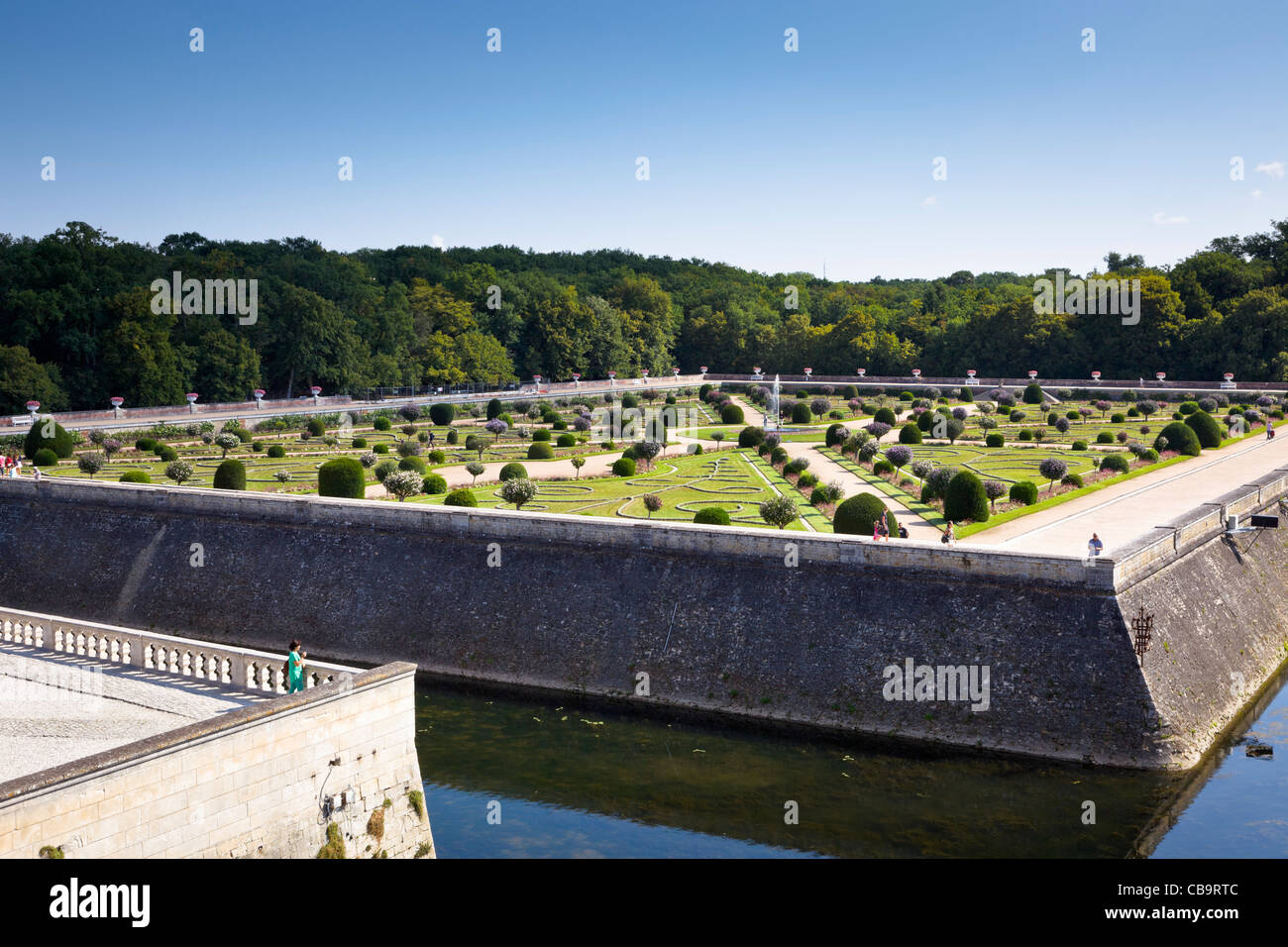 Giardini formali - Diane de Poitier giardino - al castello di Chenonceau, Loire, Francia Foto Stock