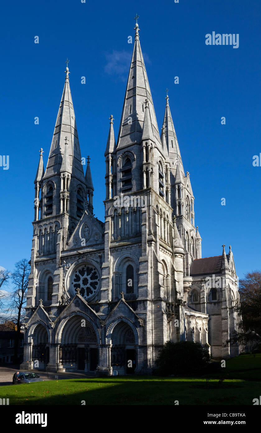 La facciata della St Finn Barre (CI) Cattedrale, progettato da William Burges e consacrata nel 1870, la città di Cork, Irlanda Foto Stock