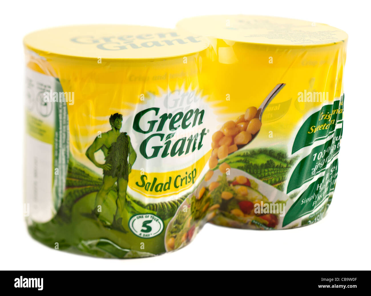 Twin pack cellophane di due barattoli di Jolly gigante verde insalata croccante di granturco dolce Foto Stock