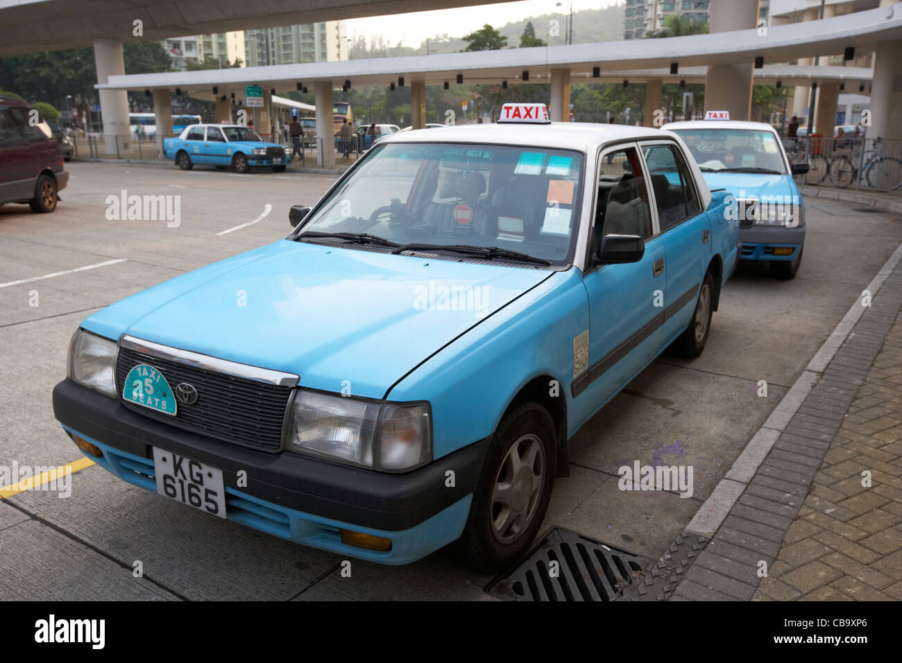 Fila di Lantau Island taxi su un taxi Tung Chung hong kong cina della RAS di Hong Kong Foto Stock