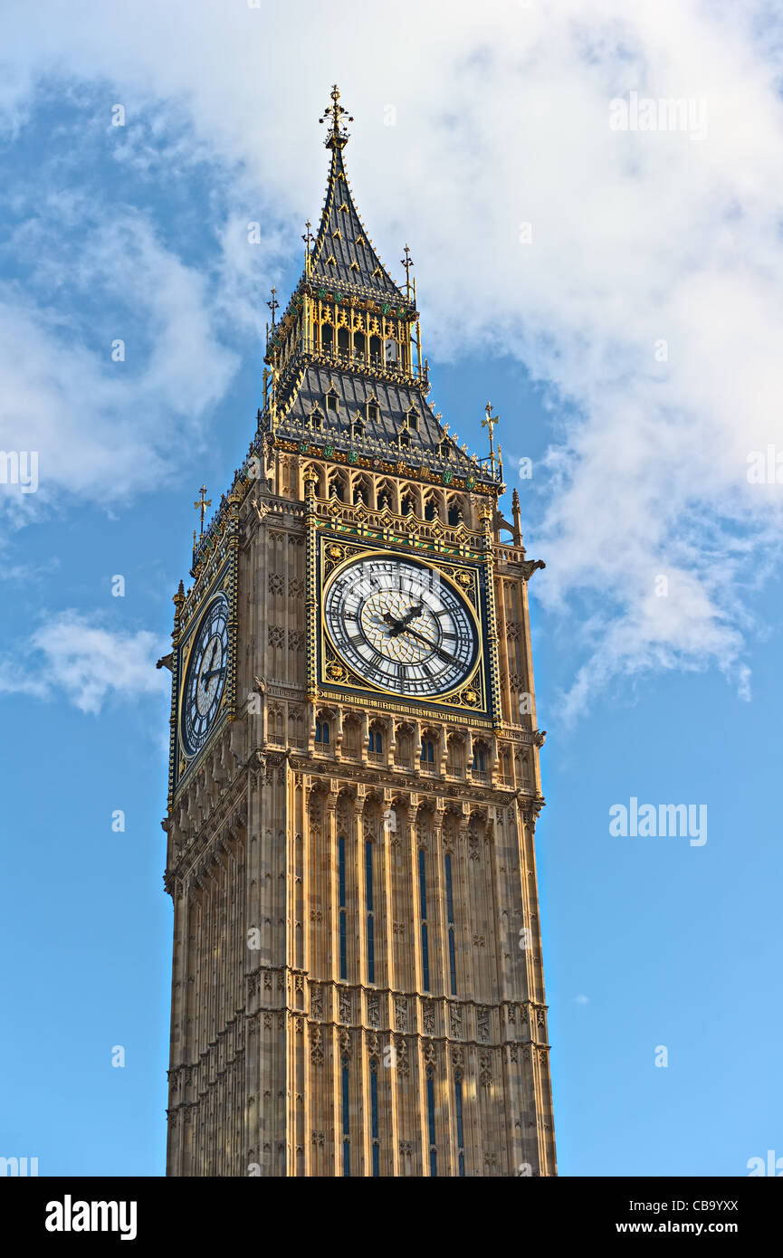 Close-up di Big Ben, le Houses of Parliament, Westminster, London, England, Regno Unito, Europa Foto Stock