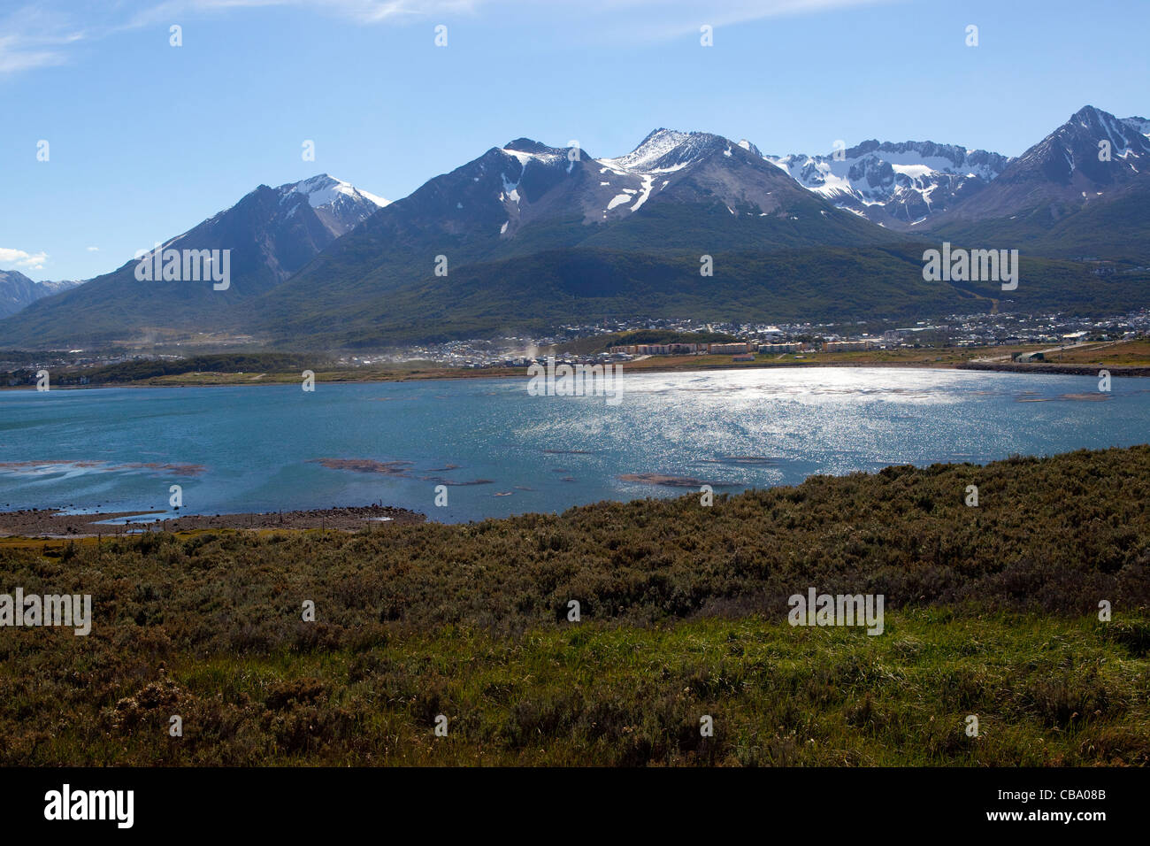 Ushuaia è la città capitale di Tierra del Fuego Provincia in Argentina. Foto Stock