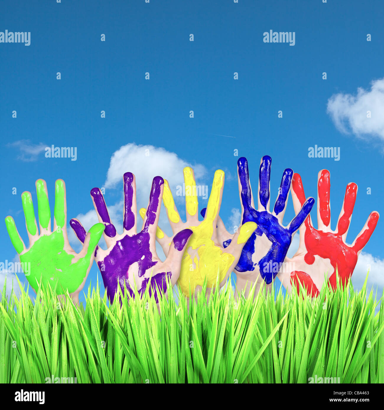 Team unito concetto, composizione quadrata con alcuni copyspace Foto Stock