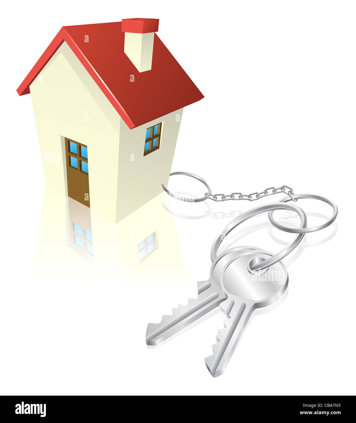 Casa fissata ai tasti come portachiavi. Concept per il nuovo acquisto casa ipoteca, ecc. Foto Stock