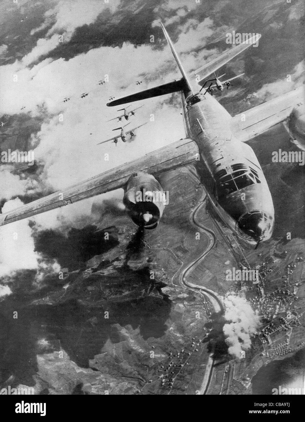 USAAF B26 Marauder bombardiere sulla Germania durante il WW11 Foto Stock