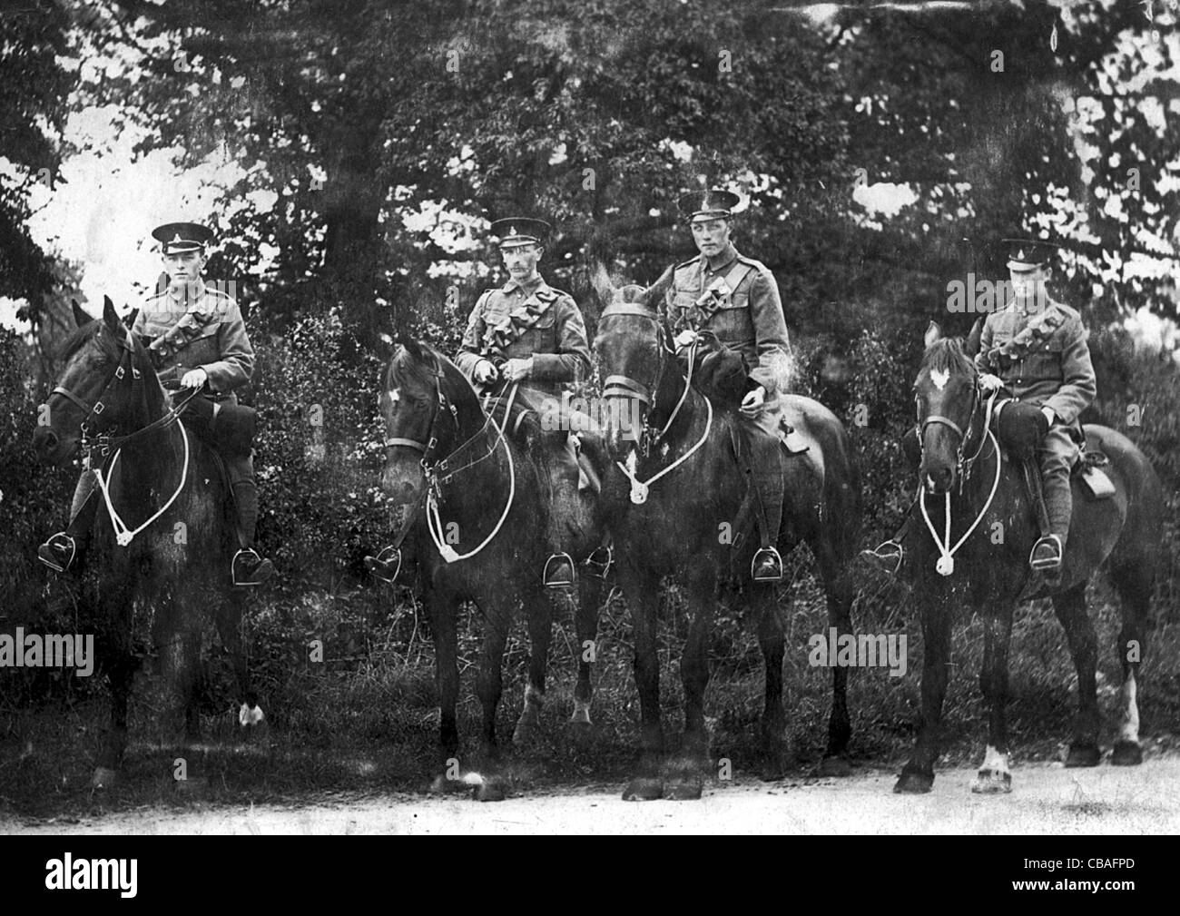 British cavalryman sui loro supporti durante la Grande Guerra Foto Stock