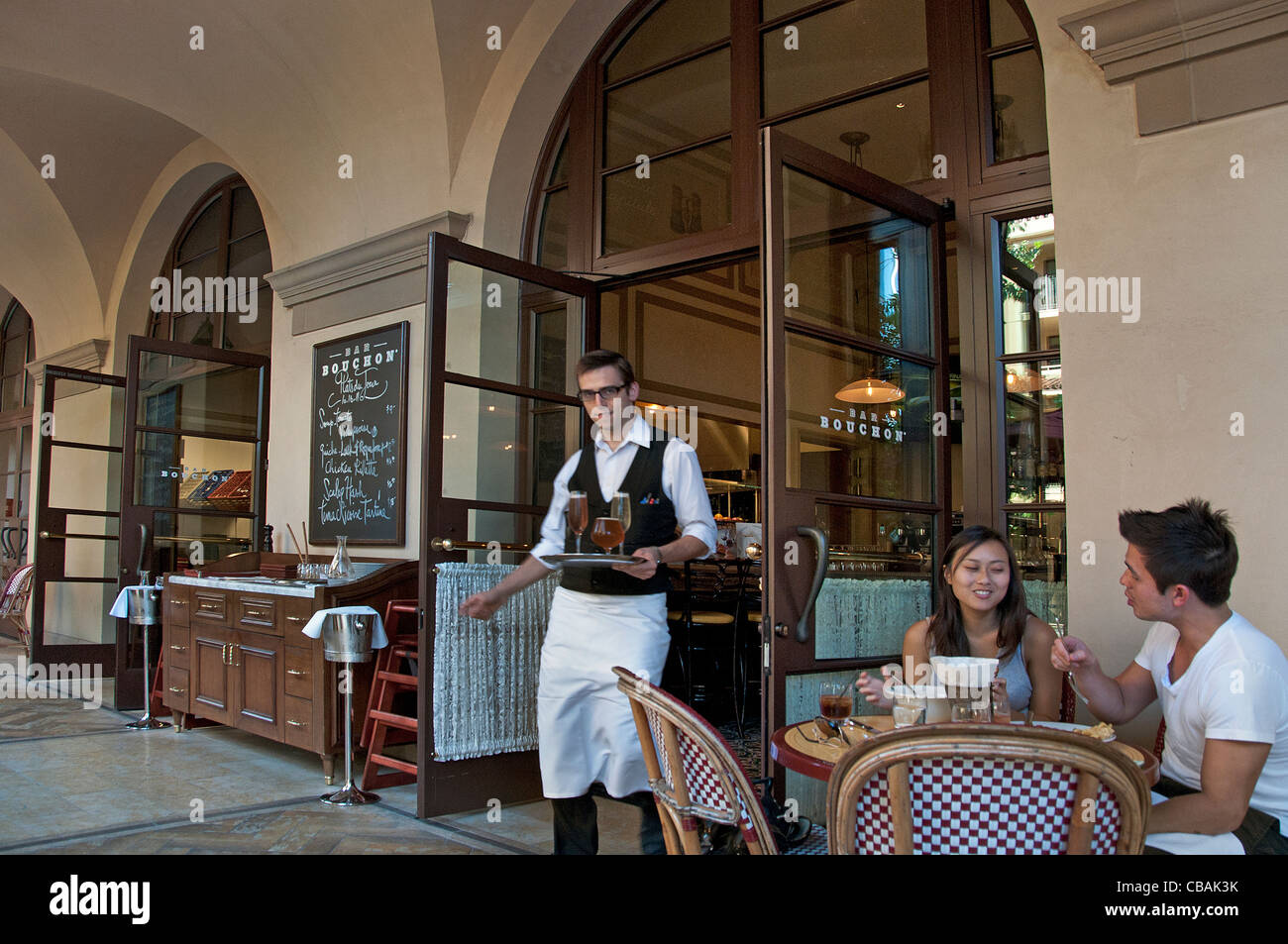 Bar Bouchon ristorante francese di Rodeo Drive a Beverly Hills Los Angeles California Stati Uniti Foto Stock