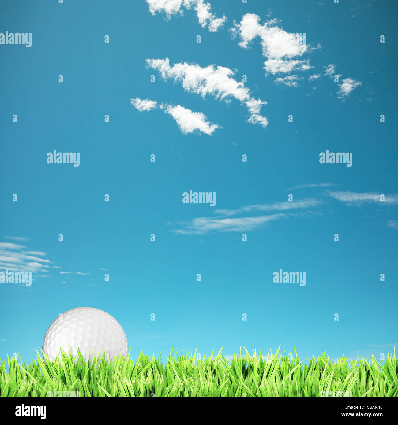 Il tempo per giocare a golf. Composizione quadrata con un sacco di spazio copia. Foto Stock