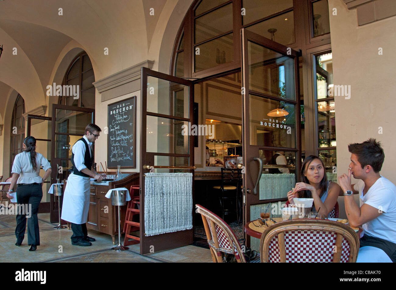 Bar Bouchon ristorante francese di Rodeo Drive a Beverly Hills Los Angeles California Stati Uniti Foto Stock