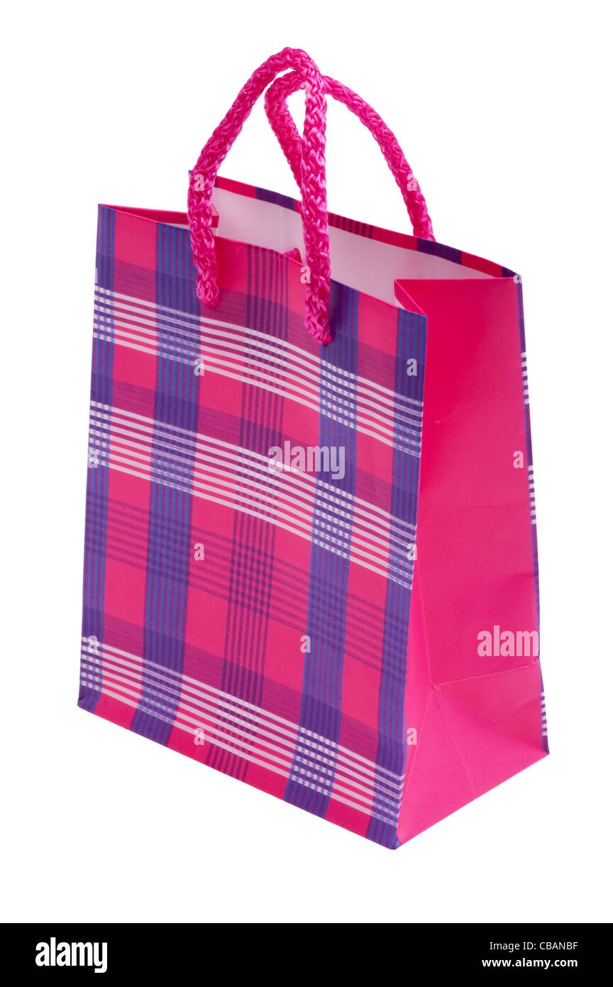 Oggetto su bianco - isolato sacchetto di carta stretta fino Foto Stock