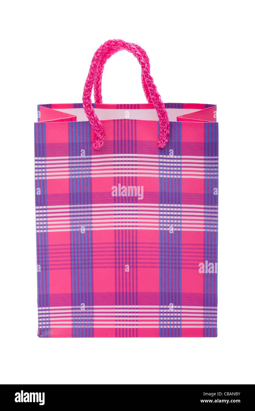 Oggetto su bianco - isolato sacchetto di carta stretta fino Foto Stock