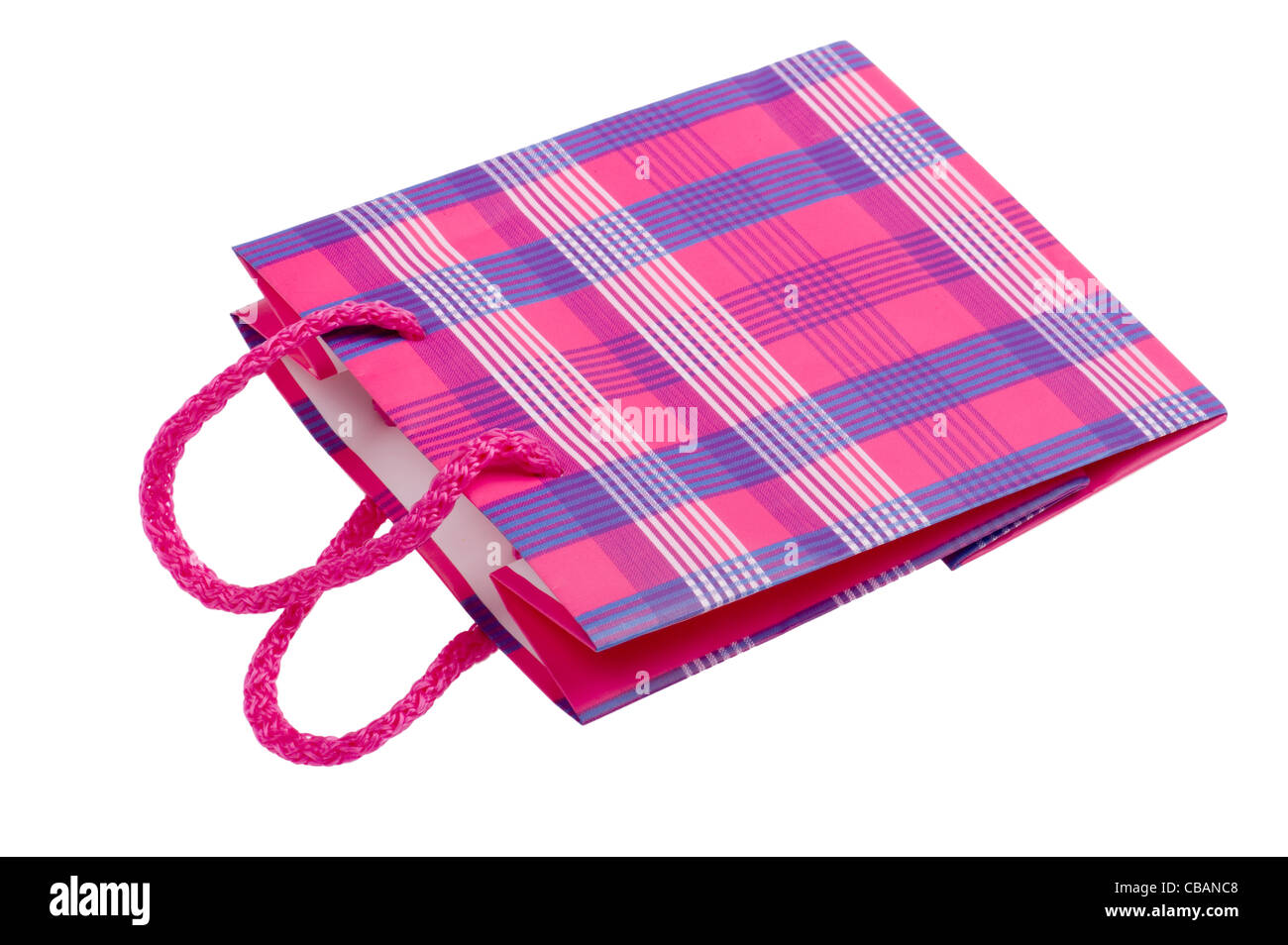 Oggetto su bianco - isolato sacchetto di carta stretta fino Foto Stock