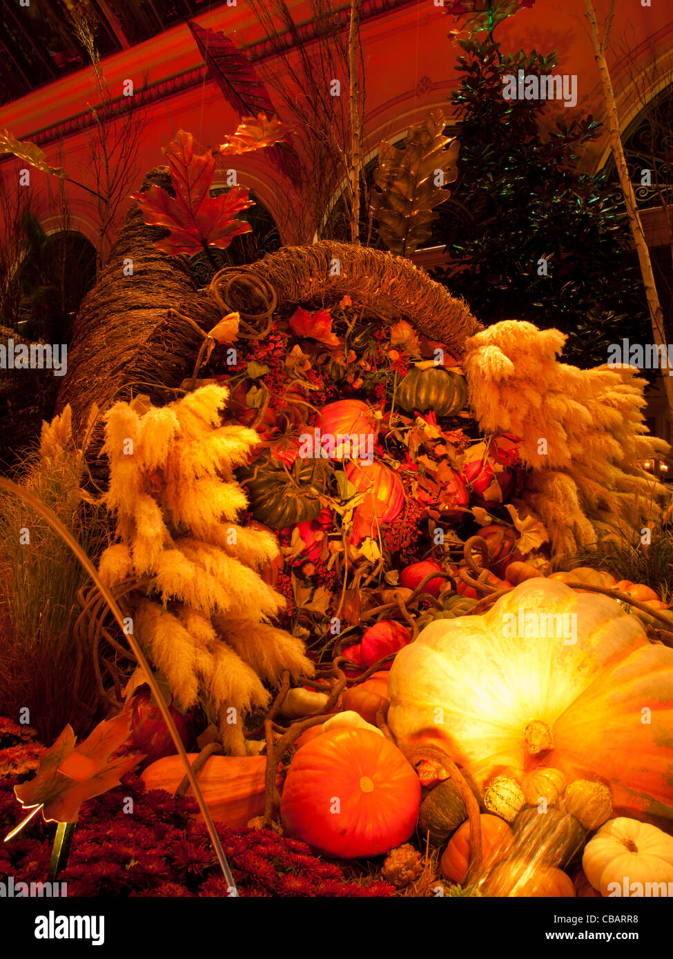 Autunno mostra nei giardini dell'Hotel Bellagio, Las Vegas. Foto Stock