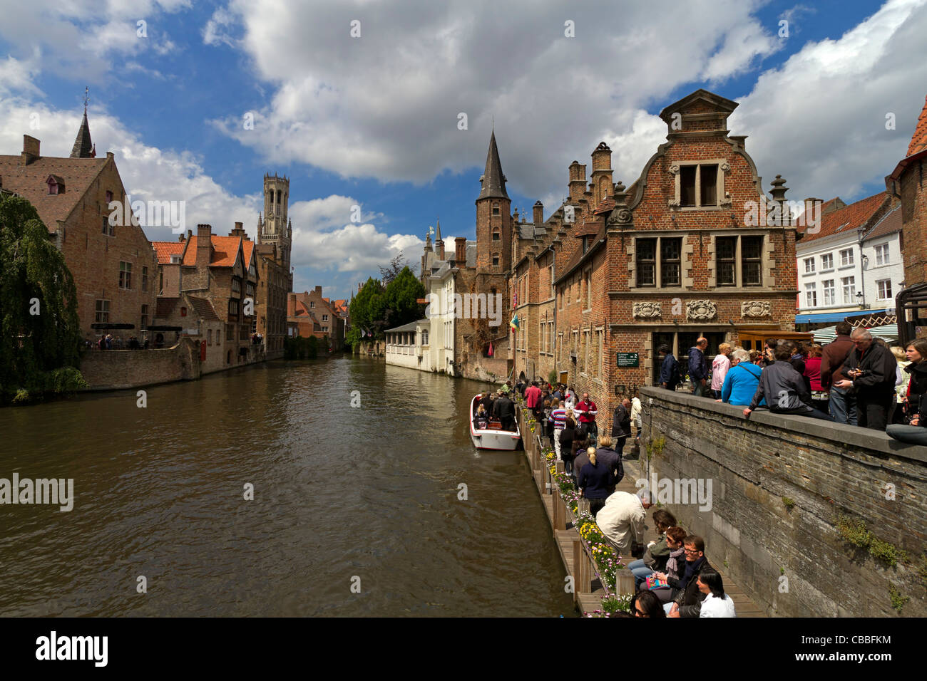 Quay del Rosario, Bruges, Belgio. Uno dei più popolari delle splendide viste sui canali di Bruges. Foto Stock