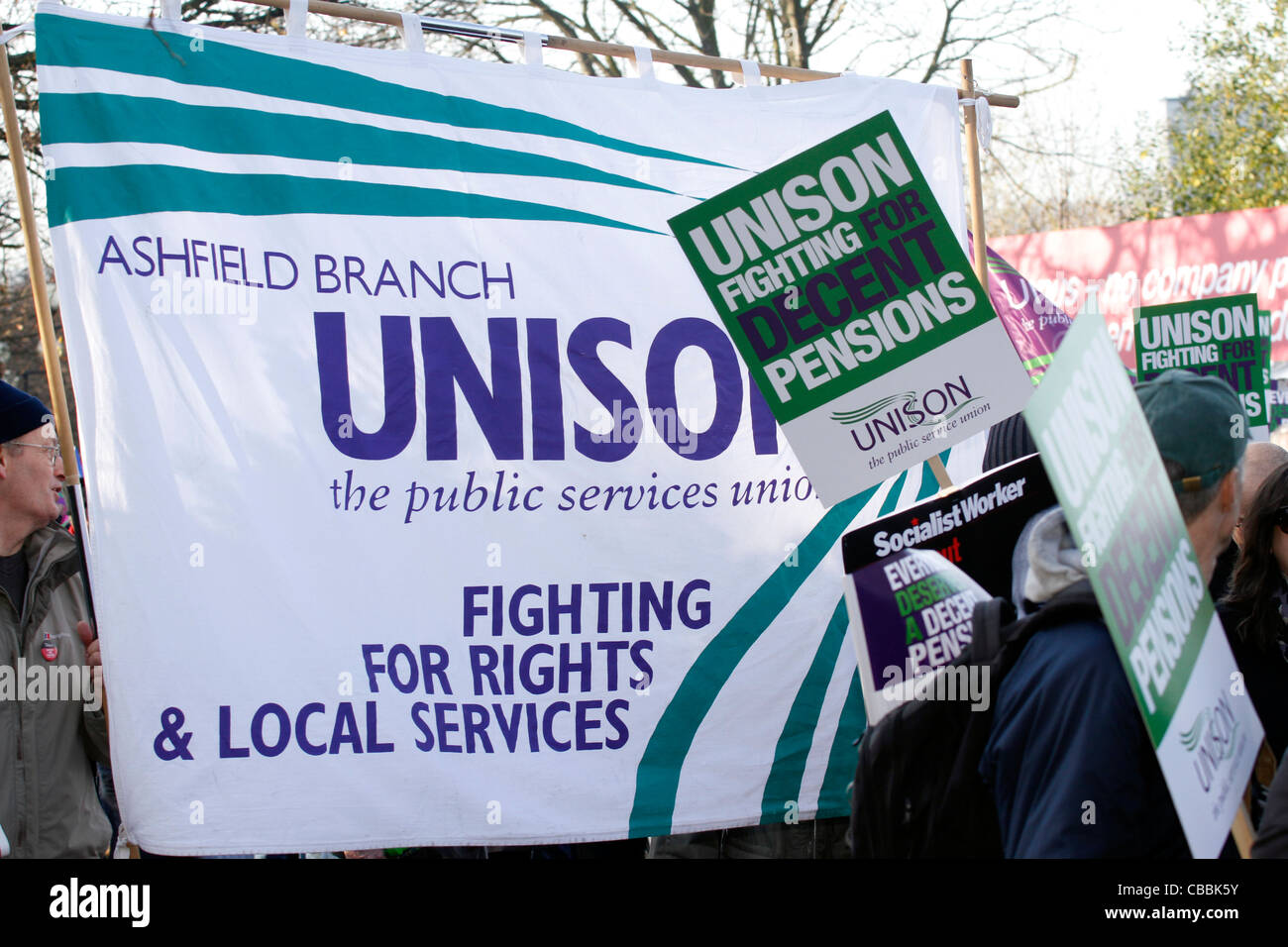 Ashfield unisono il marzo dalla massa di ricreazione per l'Albert Hall unisono - Pension giustizia giornata di azione - Nottingham Foto Stock